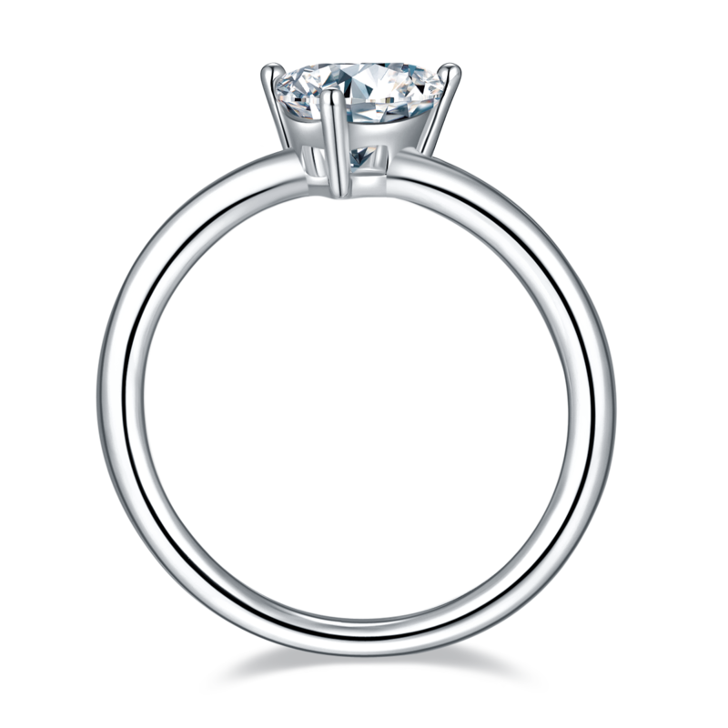 Classic三角形S925银镀白金MoissaniteWomen's Ring1.0ctD级
